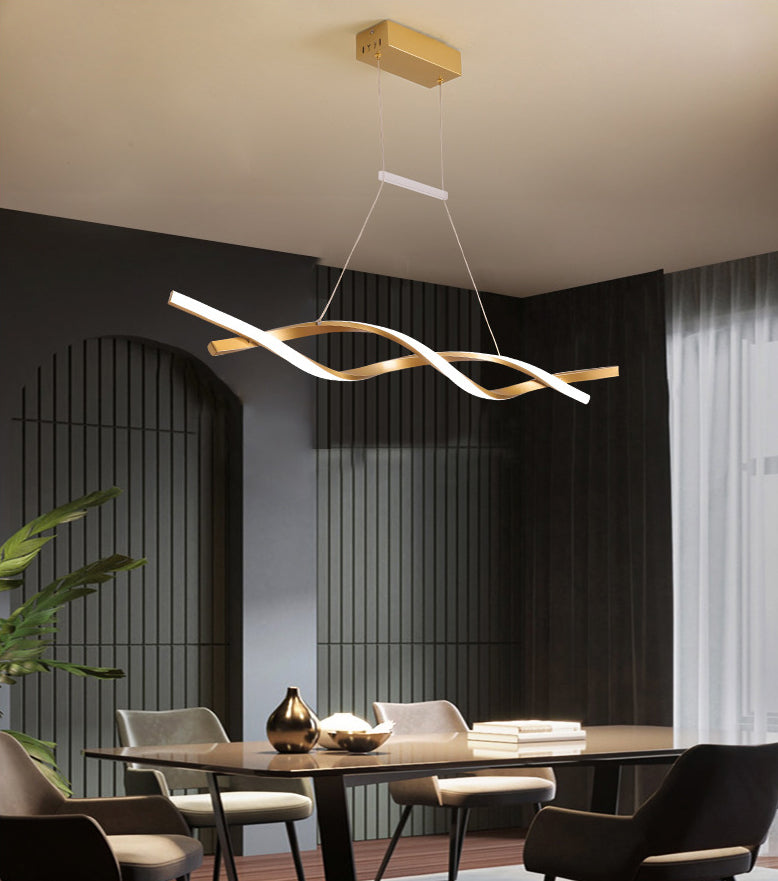 Minimalist LED Island Light Nordic Style Winding Lines Suspension Lighting Fixture for Kitchen Bar