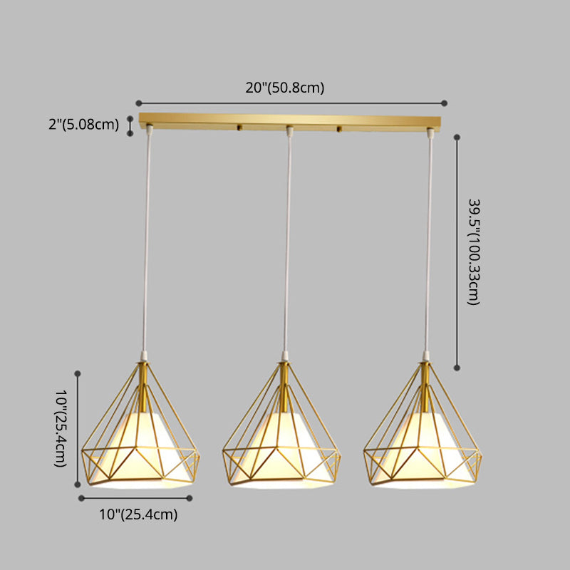 Cage métallique + ombre en tissu 3-Light Island Light Nordic Style Simplicité Lampe suspendue avec 39,3 "Fil réglable