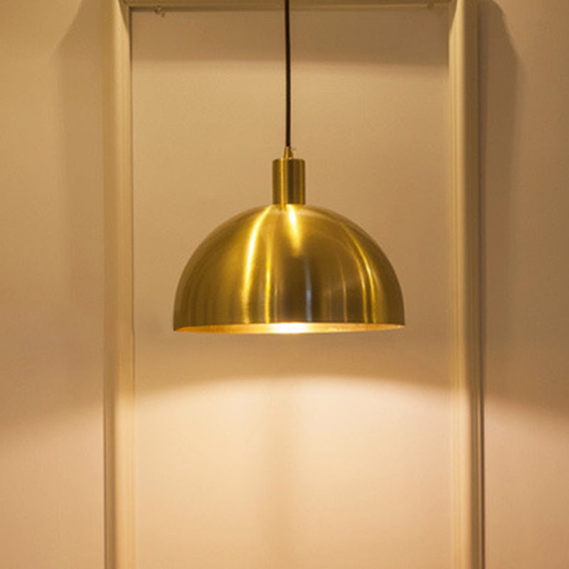 Postmoderne 1-Bulb Suspension Lamp Brass Koepel Paarlamp met metalen schaduw