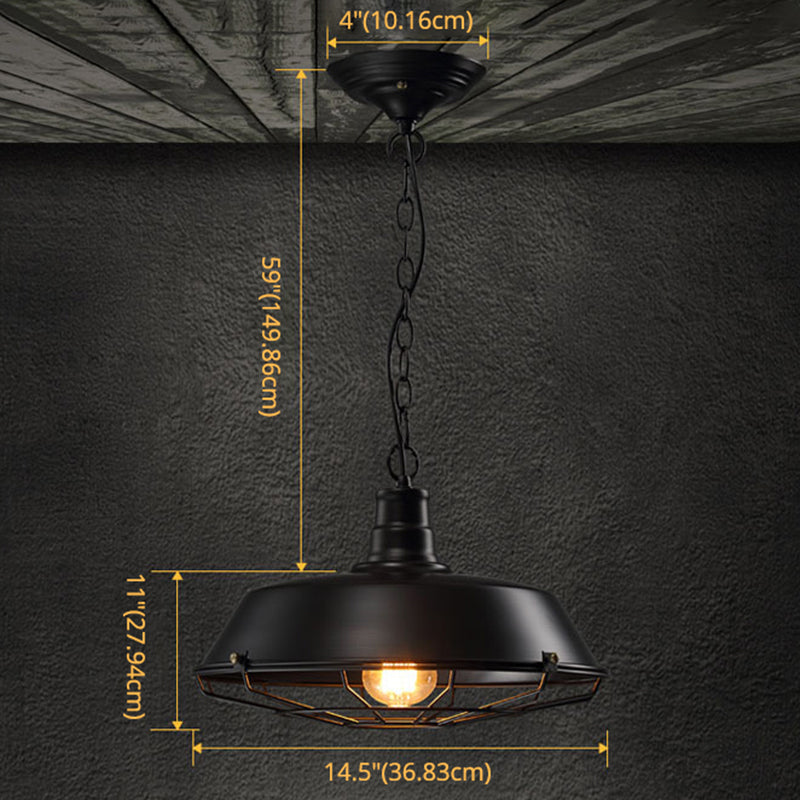Cage 1 Light Pendant Light Fixture Industrial Metal Hanging Pendant Lights for Restaurant