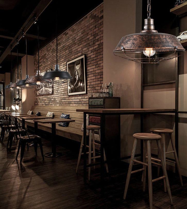 Cage 1 Light Pendant Light Fixture Industrial Metal Hanging Pendant Lights for Restaurant