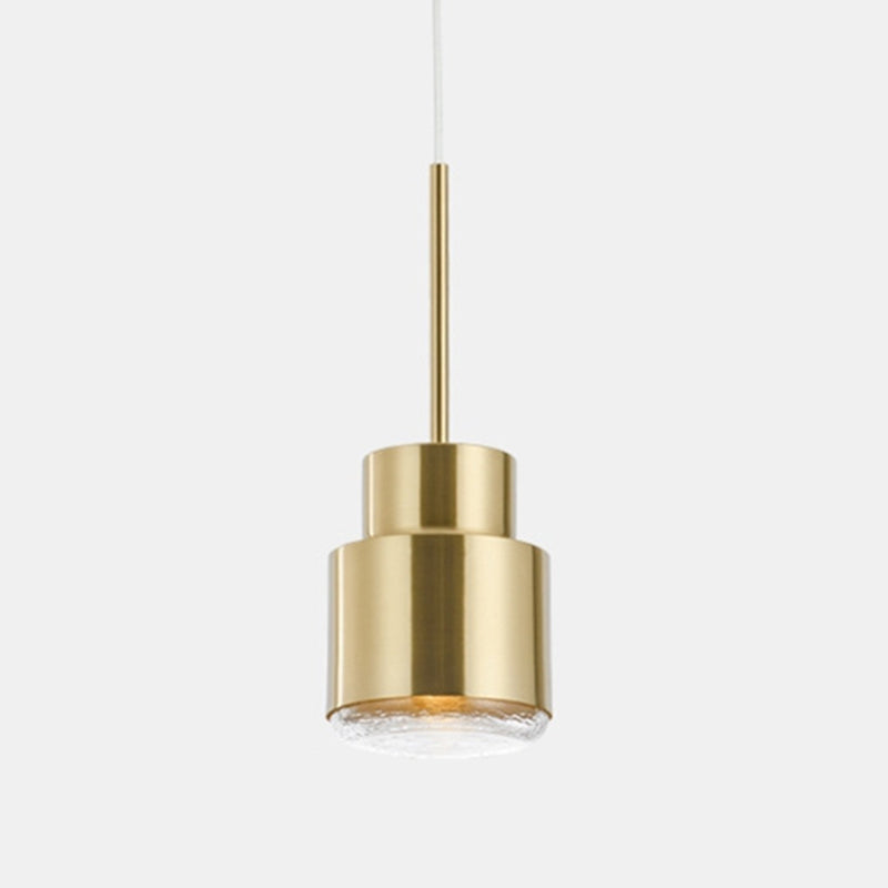 Postmodern Metal Pendant Light 1-Light Small Bedside Suspension Light Fixture in Brass