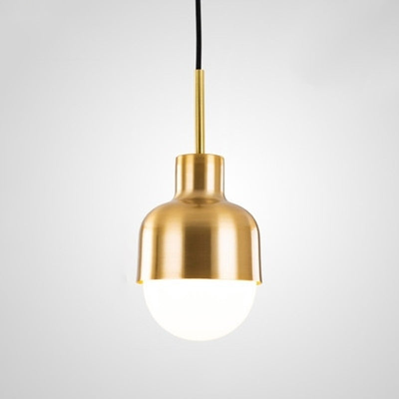 Postmodern Metal Pendant Light 1-Light Small Bedside Suspension Light Fixture in Brass