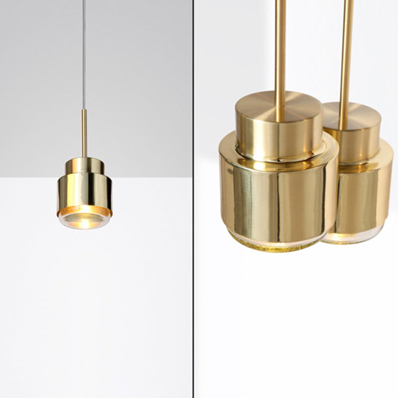 Postmodern Metal Pendant Light 1-Light Small Bedside Suspension Light Fixture in Brass