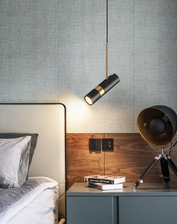 Metall Tubular Spotlight Anhänger postmodern 1 Kopf Rotatable Lesebuchlicht für Schlafzimmer