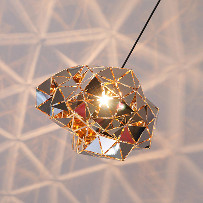 Chromlaser-geschnittene Anhängerlampe Dekorative postmoderne Edelstahl-Stahl-Federung Licht