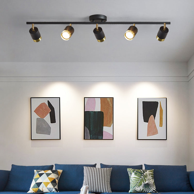 Nordische zylindrische Metallschienenstrahler, halbbündige Deckenschienenbeleuchtung für das Foyer