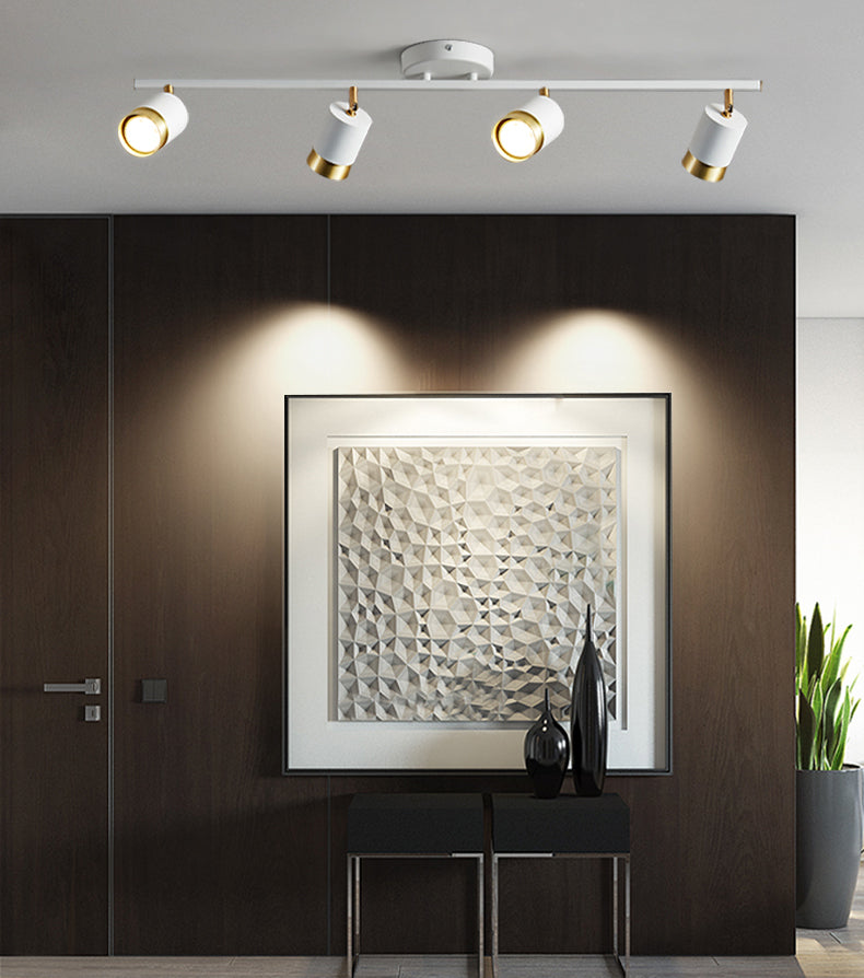 Nordische zylindrische Metallschienenstrahler, halbbündige Deckenschienenbeleuchtung für das Foyer