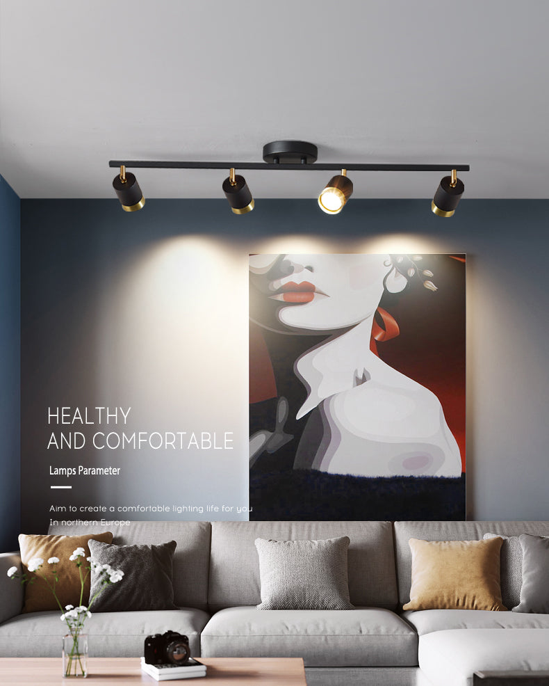 Nordische zylindrische Metallschienenstrahler, halbbündige Deckenschienenbeleuchtung für das Foyer