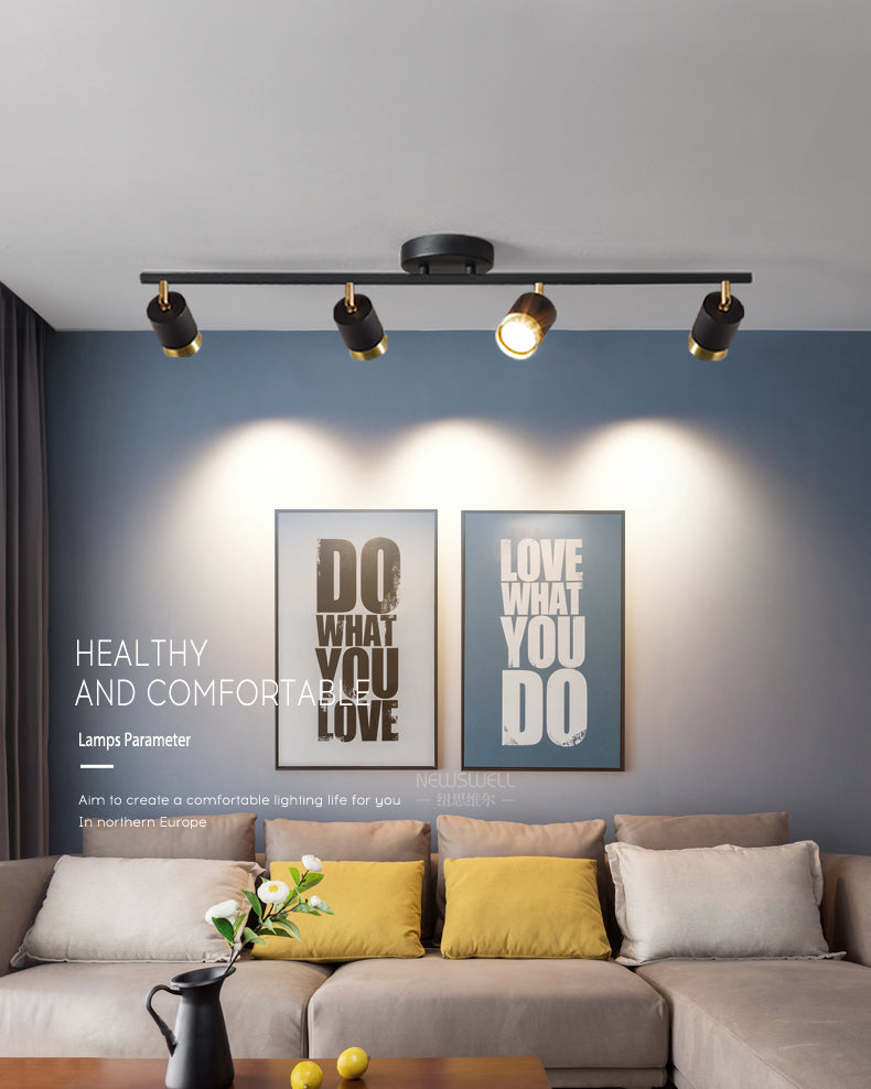 Nordische zylindrische Metallschienenstrahler, halbbündige Deckenschienenbeleuchtung für das Foyer