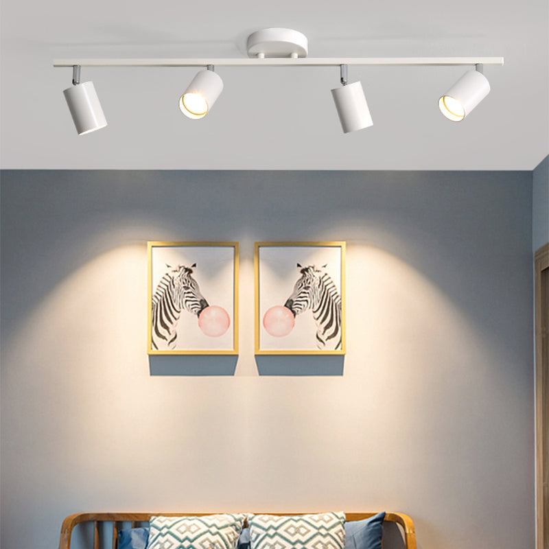 Nordic Cylindrical Metal Track Spotlights Flush Mount LED Light for Kitchen and Bedroom
