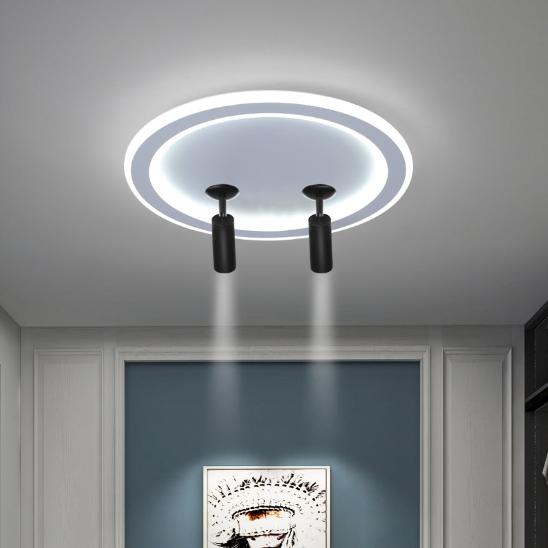New Modern LED Flush Ceiling Lights Iron Circular Flush Mount Lamp with 2 Spotlights