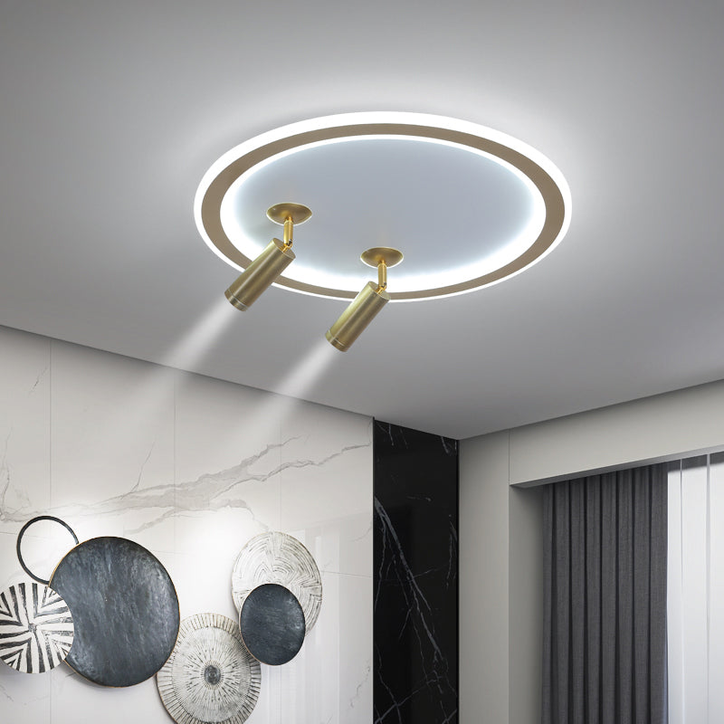 New Modern LED Flush Ceiling Lights Iron Circular Flush Mount Lamp with 2 Spotlights