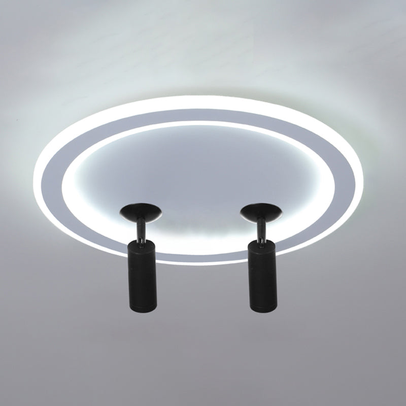 New Modern LED Flush Ceiling Lights Iron Circular Flush Mount Lamp with 2 Spotlights