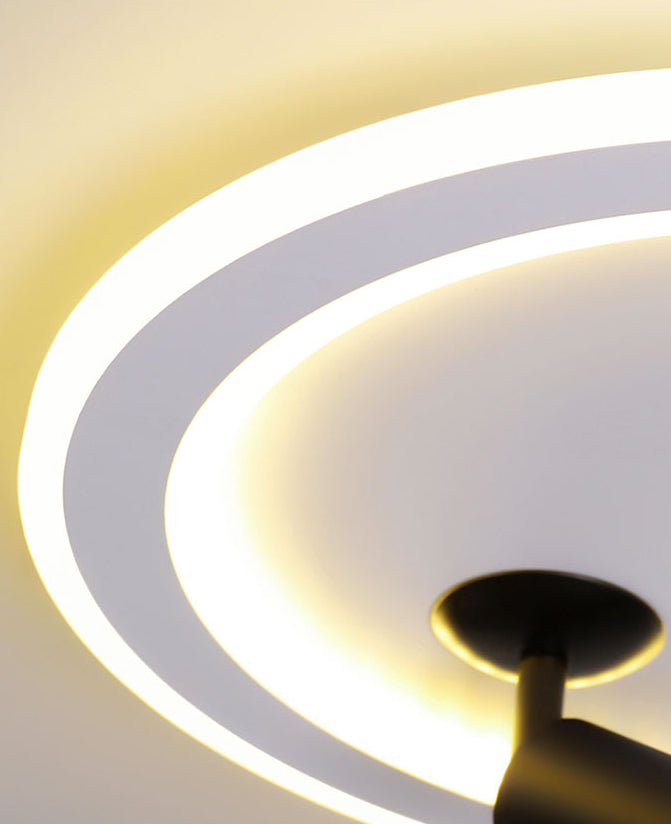 New Modern LED Flush Ceiling Lights Iron Circular Flush Mount Lamp with 2 Spotlights