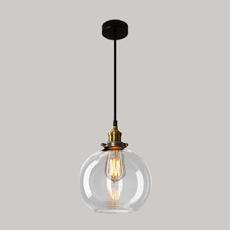 1 Light Pendant Light Vintage Industrial Minimalist Glass Shade Dining Room Hanging Lamp