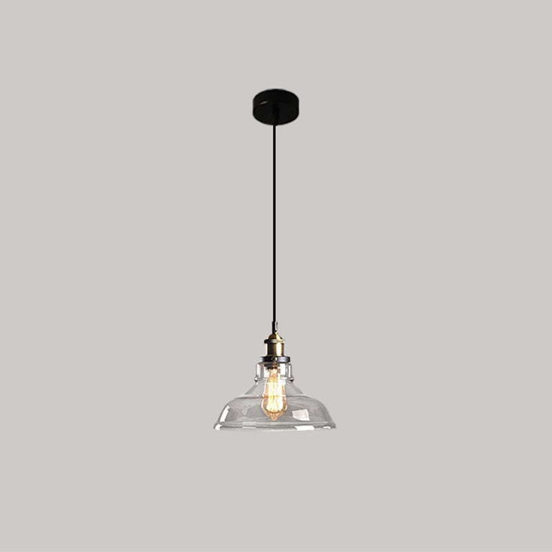 1 Light Pendant Light Vintage Industrial Minimalist Glass Shade Dining Room Hanging Lamp