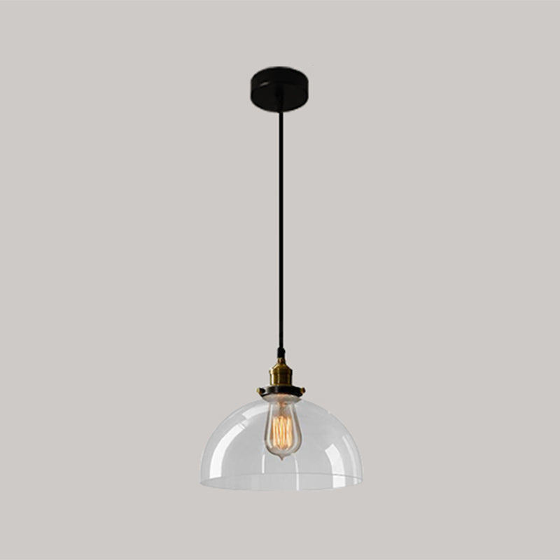 1 Light Pendant Light Vintage Industrial Minimalist Glass Shade Dining Room Hanging Lamp