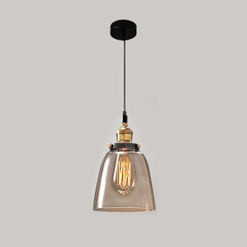 1 Light Pendant Light Vintage Industrial Minimalist Glass Shade Dining Room Hanging Lamp