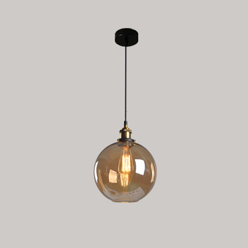 1 Light Pendant Light Vintage Industrial Minimalist Glass Shade Dining Room Hanging Lamp