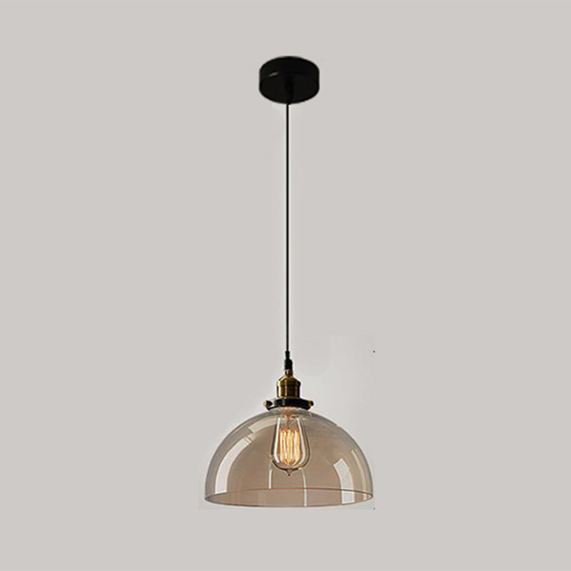 1 Light Pendant Light Vintage Industrial Minimalist Glass Shade Dining Room Hanging Lamp