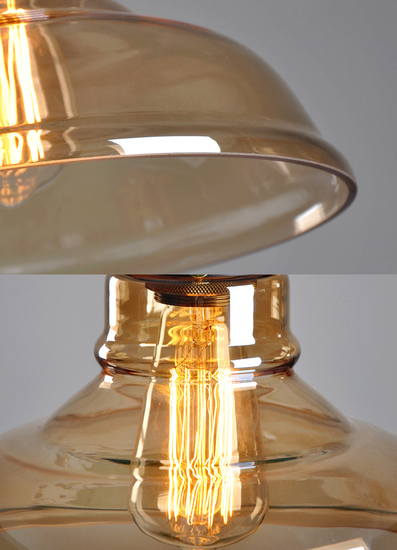 1 Light Pendant Light Vintage Industrial Minimalist Glass Shade Dining Room Hanging Lamp