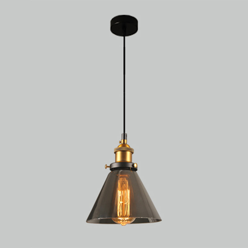 1 Light Pendant Light Vintage Industrial Minimalist Glass Shade Dining Room Hanging Lamp