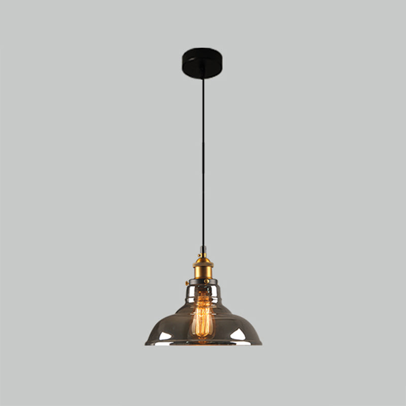 1 Light Pendant Light Vintage Industrial Minimalist Glass Shade Dining Room Hanging Lamp