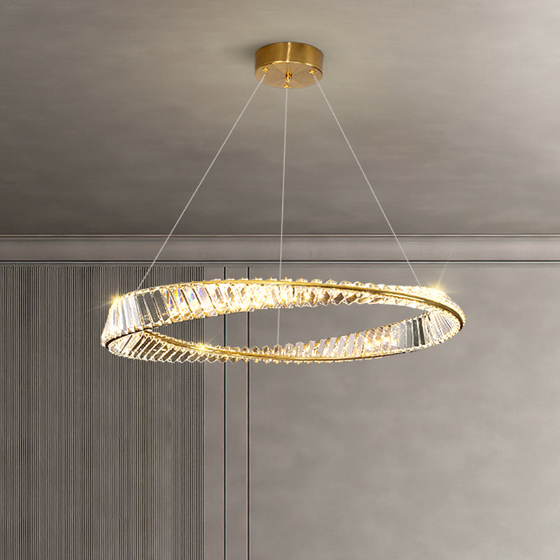 Twist Circular Carousel LED Pendant Lamp Modern Minimalist Prismatic Crystal Living Room Hanging Ceiling Light