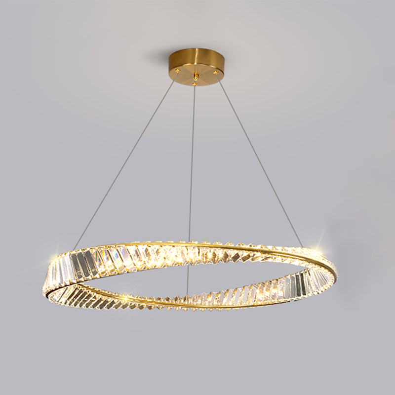 Twist Circular Carousel LED Pendant Lamp Modern Minimalist Prismatic Crystal Living Room Hanging Ceiling Light