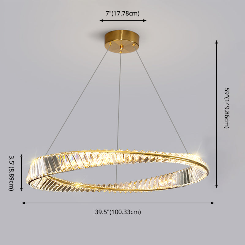 Twist Circular Carousel LED Pendant Lamp Modern Minimalist Prismatic Crystal Living Room Hanging Ceiling Light