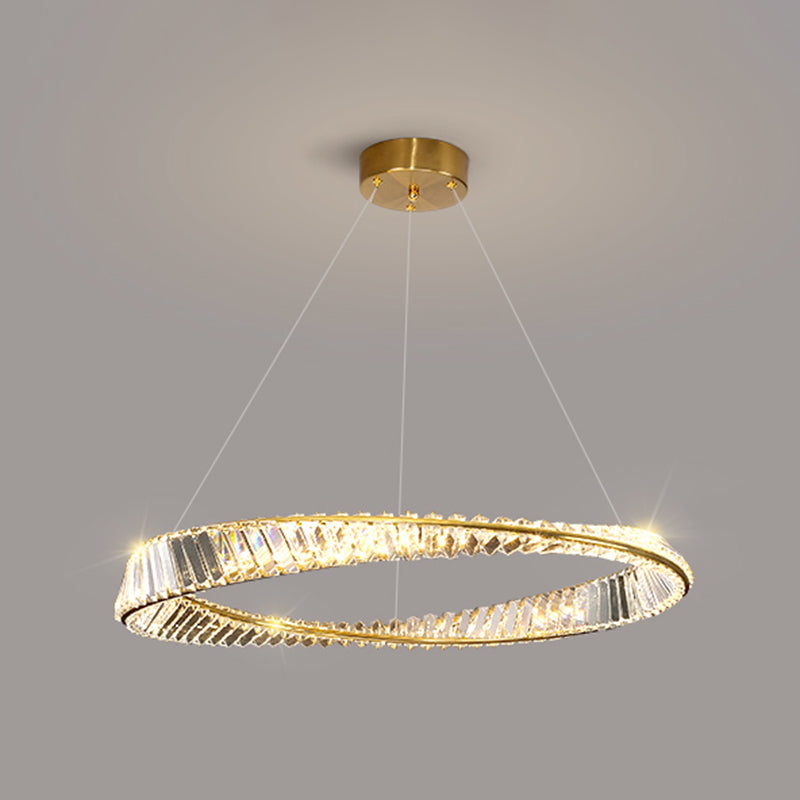 Twist Circular Carousel LED Pendant Lamp Modern Minimalist Prismatic Crystal Living Room Hanging Ceiling Light