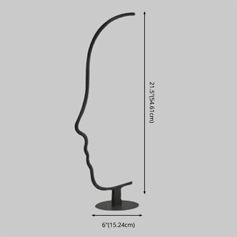 Lampada da tavolo a forma di viso Line Art Lampada da comodino minimalista in metallo a LED in nero