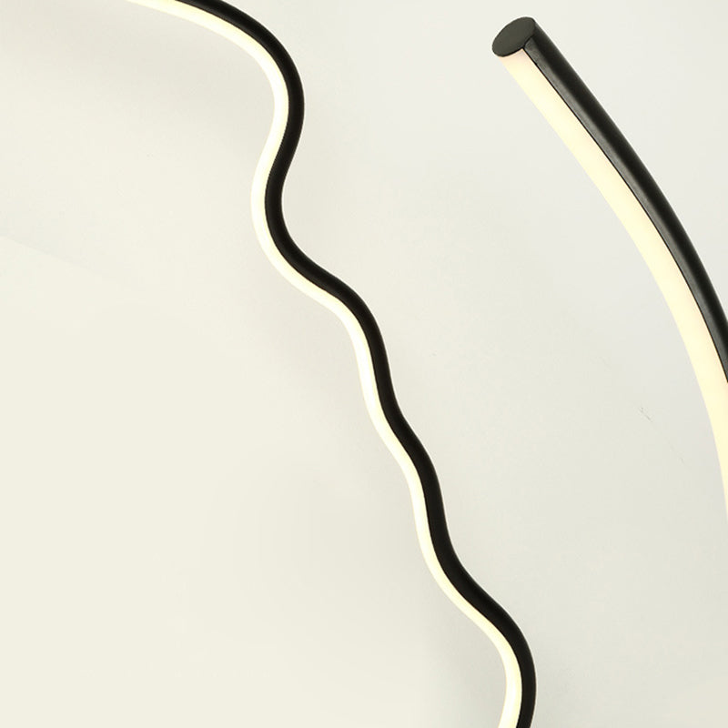 Lampada da tavolo a forma di viso Line Art Lampada da comodino minimalista in metallo a LED in nero