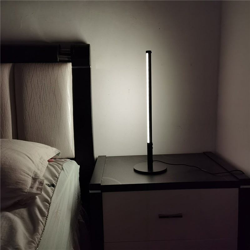 Lampada da comodino a forma di tavolo a forma di asta nera per camera da letto per camera da letto