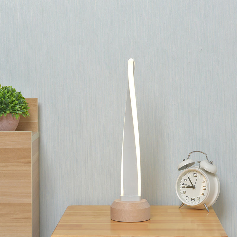 White Twist Night Stand Lighting Nordic 1-Light Aluminum LED Table Light for Bedroom