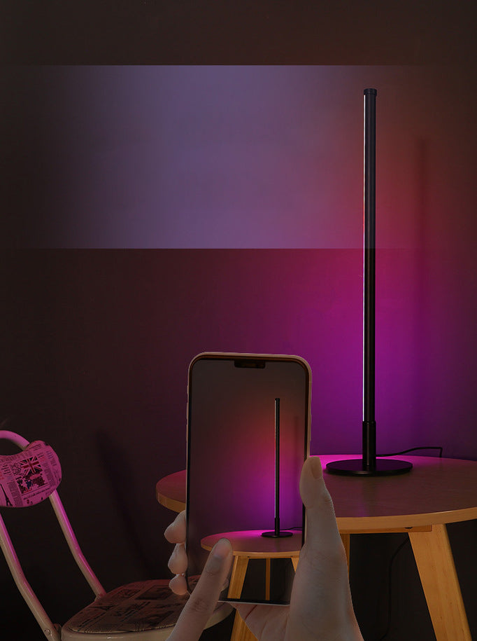 Metal Stick Shade RGB Night Lamp Simplicity LED Black Table Lighting for Bedroom