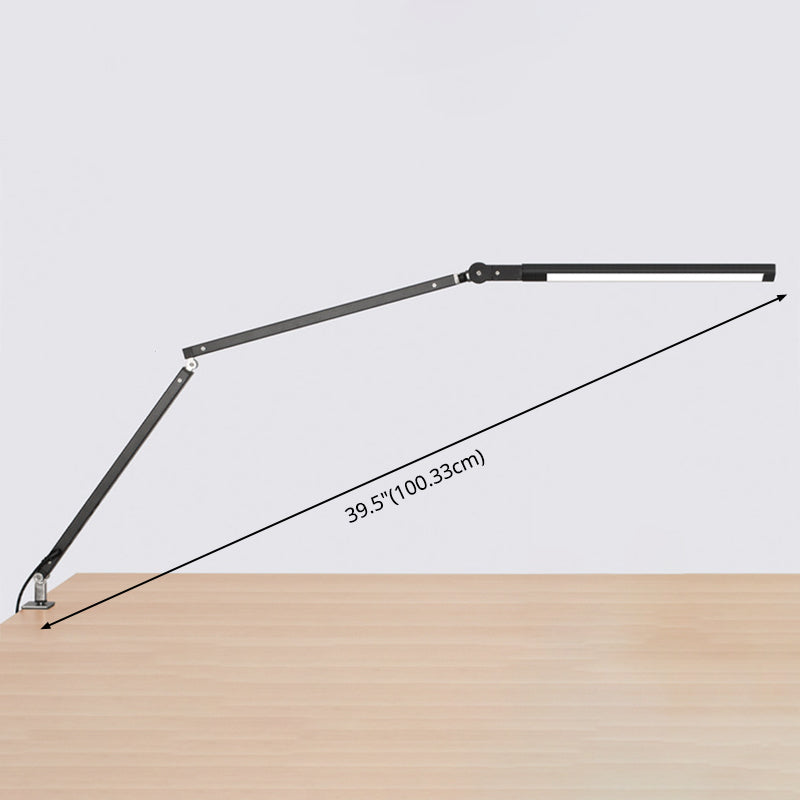3-Arm Linear LED Task Light Minimalist Metal Office Desk Lamp with U Shaped Clamp