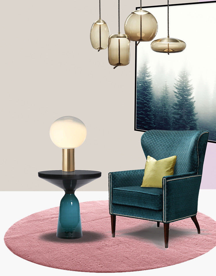 9.8" Wide White Glass Globe Table Lamp Minimalism Cylindrical Gold Metal Base Nightstand Light for Bedroom