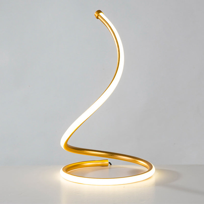 Curling Nightstand Lamp Simple Artistic Metal Bedside LED Linear Table Lighting