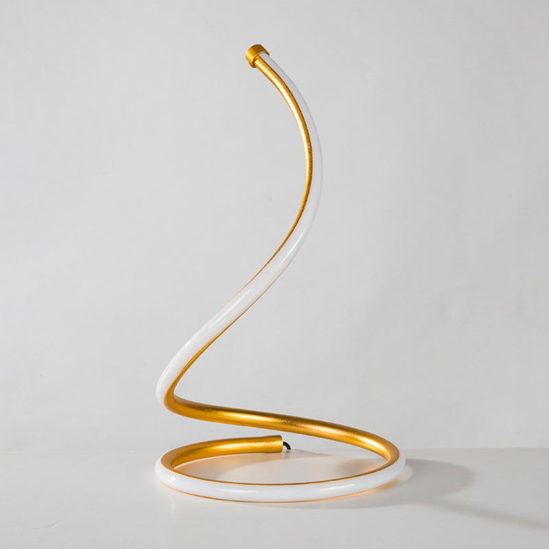 Curling Nightstand Lamp Simple Artistic Metal Bedside LED Linear Table Lighting