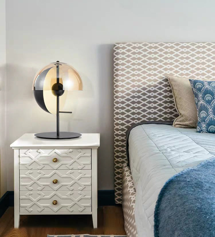 Post-modern Style Simplicity Glass Table Lamp Hemisphere Creative Lighting Fixture for Bedroom