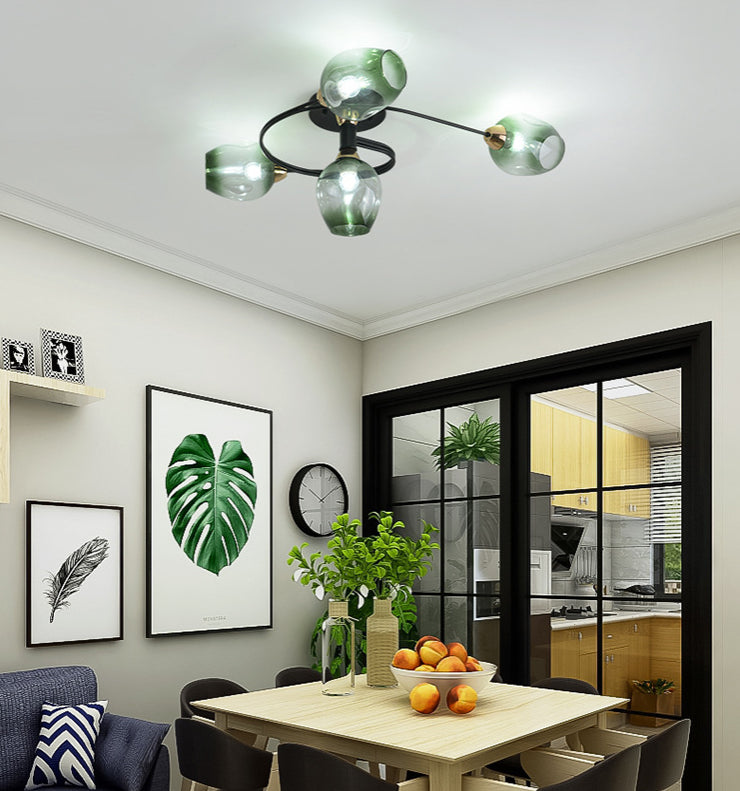 Industrial Dome Shade Unique Flush Mount Ceiling Lights Metal Semi-Flush Mount for Bedroom