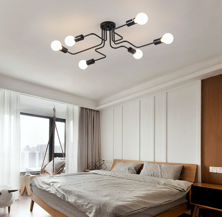 Blootgestelde lamp, plafondmontage, kroonluchter, industriële metalen verlichtingsarmatuur