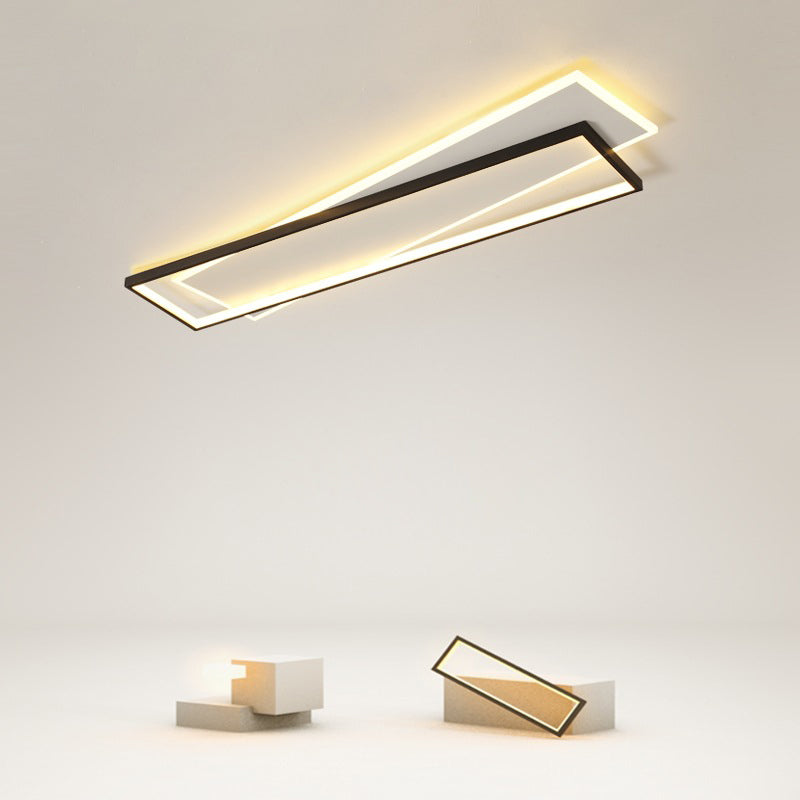 Luminaire de plafond rectangulaire noir-blanc, luminaire encastré en acrylique à LED Simple