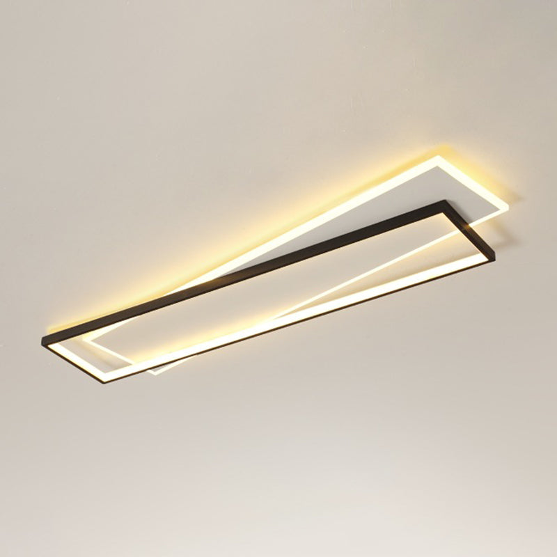 Luminaire de plafond rectangulaire noir-blanc, luminaire encastré en acrylique à LED Simple
