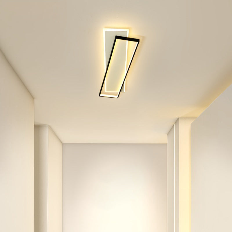 Luminaire de plafond rectangulaire noir-blanc, luminaire encastré en acrylique à LED Simple
