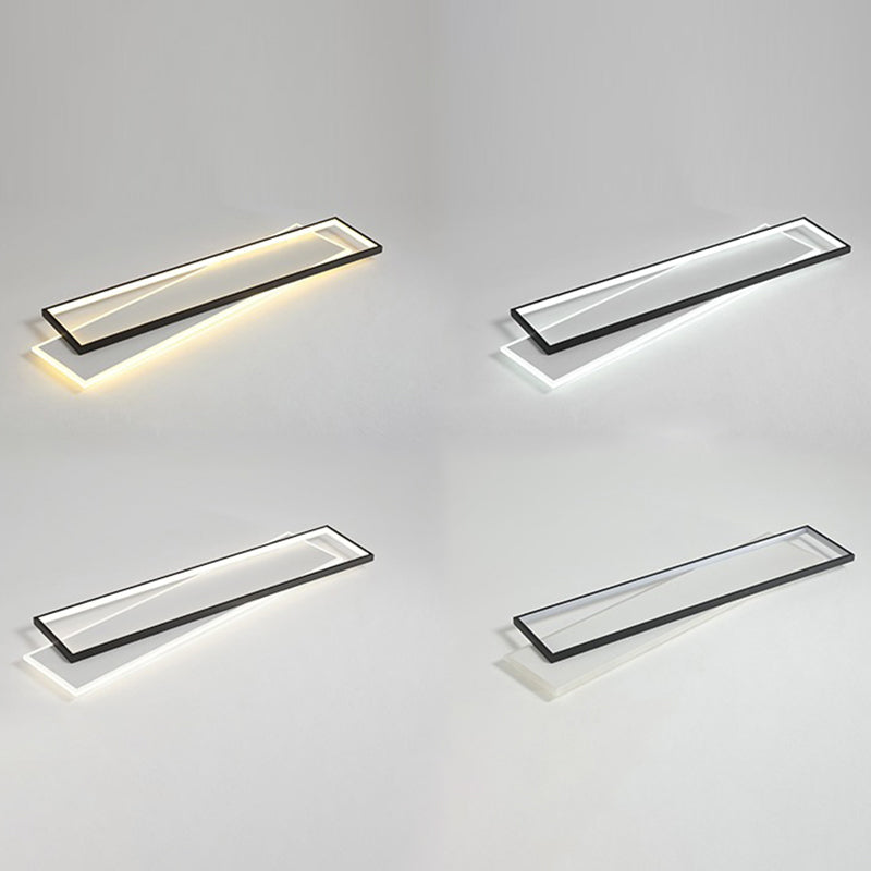 Luminaire de plafond rectangulaire noir-blanc, luminaire encastré en acrylique à LED Simple