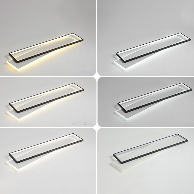 Luminaire de plafond rectangulaire noir-blanc, luminaire encastré en acrylique à LED Simple