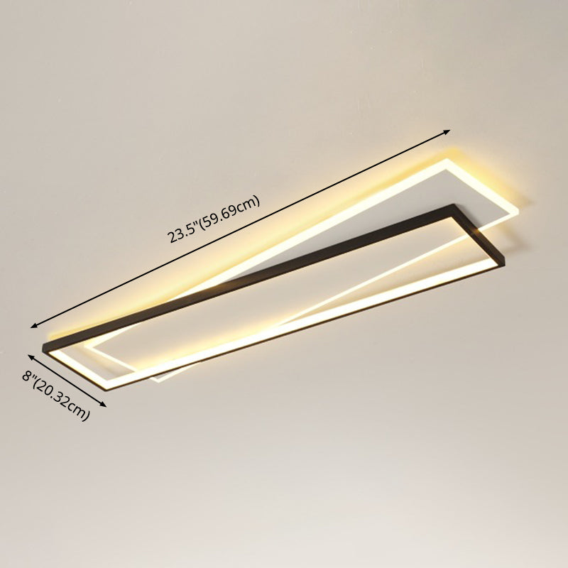 Luminaire de plafond rectangulaire noir-blanc, luminaire encastré en acrylique à LED Simple